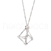 3Pcs 3 Styles 304 Stainless Steel Empty Macrame Pouch Pendant Singapore Chain Necklaces NJEW-JN05284-4