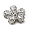 Brass Pave Cubic Zirconia 5-Petal Flower Multi-Strand Links KK-I276-30P-02-2