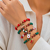 4Pcs 4 Styles Christmas Theme Handmade Polymer Clay Heishi Beads Stretch Bracelets WG289FB-12-1