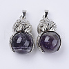 Natural Amethyst Pendants G-P350-A01-1