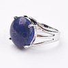 Adjustable Natural Lapis Lazuli Finger Rings RJEW-F075-01L-2