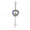 Handmade Evil Eye Lampwork & Glass Seed Beaded Heart Pendant Decorations HJEW-MZ00211-04-2