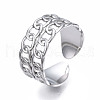 Non-Tarnish 304 Stainless Steel Curb Chain Open Cuff Ring RJEW-T023-16P-3