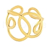 304 Stainless Steel Hollow Irregular Wide Open Cuff Ring for Women RJEW-S406-01G-02-2