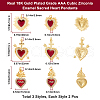 Beebeecraft 6Pcs 3 Styles Brass Micro Pave Clear Grade AAA Cubic Zirconia Pendants KK-BBC0015-33A-2