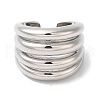 Rack Plating Brass Grooved Open Cuff Rings RJEW-S407-03P-2