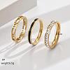 3Pcs Hollow Out 304 Stainless Steel Micro Pave Clear Cubic Zirconia with Enamel Finger Rings FS-WGFDE09-08-2