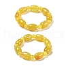Natural Yellow Agate Bead Stretch Bracelets G-P570-01K-4