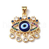 Lampwork Evil Eye Pendants with Colorful Cubic Zirconia ZIRC-L102-13G-06-2