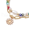 Electroplated Glass & Imitation Pearl Multi-strand Bracelets BJEW-JB10430-3