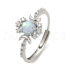 Brass Micro Pave Cubic Zirconia Finger Rings RJEW-D318-03P-4