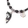 Natural Lava Rock Beads Braided Bead Bracelets BJEW-TA00621-01-3