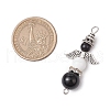 5 Styles Natural Obsidian and Black Onyx(Dyed & Heated) Angel Connector Charms PALLOY-JF03195-2