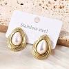 201 Stainless Steel Teardrop Stud Earrings EJEW-P304-02G-3