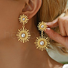 Fashion Stainless Steel Flower Dangle Stud Earrings HU8557-1