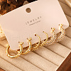 3 Pairs 304 Stainless Steel Pave Clear Cubic Zirconia and Imitation Pearl Hoop Earrings Sets FS-WGF1EAA-01-1
