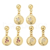 Flat Round with Star & Wing & Snake Brass Micro Pave Cubic Zirconia Dangle Stud Earrings EJEW-Z115-01G-4