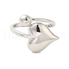 Heart & Round Brass Cuff Rings for Women RJEW-G311-03B-P-2