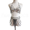 Alloy & Aluminium & Clear AB Acrylic Multi-Layered Chain Tassel Sexy Suit Body Chains for Beach Party FS-WG0776D-03-1