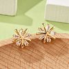 Brass Micro Pave Clear Cubic Zirconia Stud Earrings for Women EJEW-G428-26G-02-2