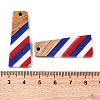 Independence Day Opaque Striped Resin & Walnut Wood Pendants RESI-U010-02A-3