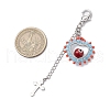 Handmade Evil Eye Lampwork & Glass Seed Beaded Heart Pendant Decorations HJEW-MZ00211-03-3