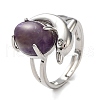 Natural Amethyst Oval with Dolphin Adjustable Ring G-Z031-01P-19-4