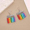 Bohemian Style Alloy Plastic Seed Beaded Chandelier Earrings FS-WG3BE3B-03-1