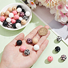 SUNNYCLUE 58Pcs 10 Styles Printed Round Silicone Focal Beads SIL-SC0002-06-3