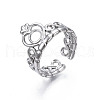 Non-Tarnish 304 Stainless Steel Heart Crown Open Cuff Ring for Women RJEW-S405-259P-4
