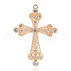Golden Plated Alloy Rhinestone Cross Big Pendants RB-J109-01G-1