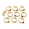 316 Stainless Steel with Natural Mixed Gemstone Cuff Rings RJEW-Z098-01G-14-4