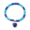 Baking Painted Imitation Jade Glass Round Beaded Charm Bracelets BJEW-JB11737-01-2