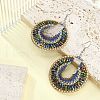 Glass Seed Braided Flat Round Dangle Earrings EJEW-MZ00062-02-2