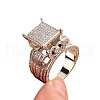 Brass Micro Pave Clear Cubic Zirconia Finger Rings FS-WG69587-06-2