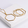 Hexagon 316L Surgical Stainless Steel Pendant Necklaces & Hoop Earrings Sets FS-WG7378B-01-2