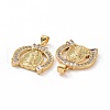 Brass Micro Pave Clear Cubic Zirconia Pendants ZIRC-F135-23G-3