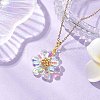 Flower Handmade Glass Seed Beaded Pendant Necklaces NJEW-MZ00096-07-1