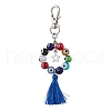 3Pcs Handmade Lampwork Evil Eye & Polyester Tassel Pendant Decorations HJEW-JM02821-3