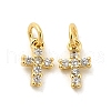 Cross Shape Rack Plating Brass Micro Pave Cubic Zirconia Pendants Charms KK-S396-07C-1