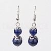 Lapis Lazuli Dangle Earrings X-EJEW-JE02206-03-1