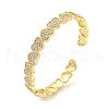 Heart Brass Micro Pave Clear Cubic Zirconia Open Cuff Bangles for Women BJEW-Z062-02A-1