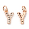 Brass Micro Pave Grade AAA Cubic Zirconia Charms ZIRC-P067-11RG-Y-NR-2