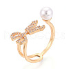 Brass Micro Pave Clear Cubic Zirconia Cuff Ring Settings KK-T076-11G-6