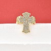 Brass Micro Pave Cubic Zirconia Cuff Rings for Women RJEW-F184-05G-1