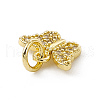 Brass Micro Pave Clear Cubic Zirconia Butterfly Charms ZIRC-F132-43G-3