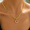 Brass Pave Colorful Cubic Zirconia & Imitation Pearl Star Pendant Necklaces for Women VQ2219-3