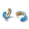 Brass Enamel Hoop Earrings for Women EJEW-A093-10G-3