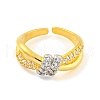 Brass Micro Pave Cubic Zirconia Open Cuff Ring AJEW-U003-04B-G-2