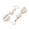 Star with Shell Shape Synthetic Turquoise Beads Dangle Earrings EJEW-JE06398-02-4